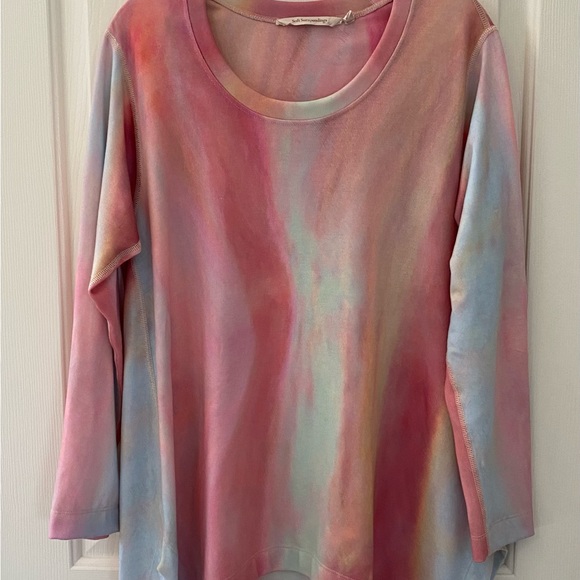 Soft Surroundings Bermuda Bay Watercolor Sweatshirt Top With Side Slits … - Picture 3 of 15